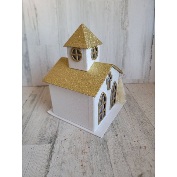 Glitter golden light up Church Xmas home decor figure religious - Picture 6 of 7